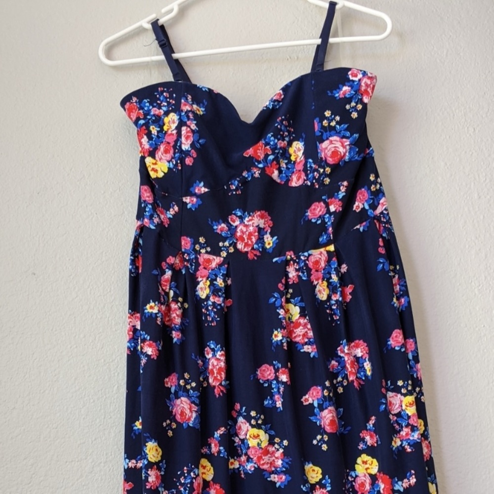 NB Strapless Blue Floral dress (comes with straps)